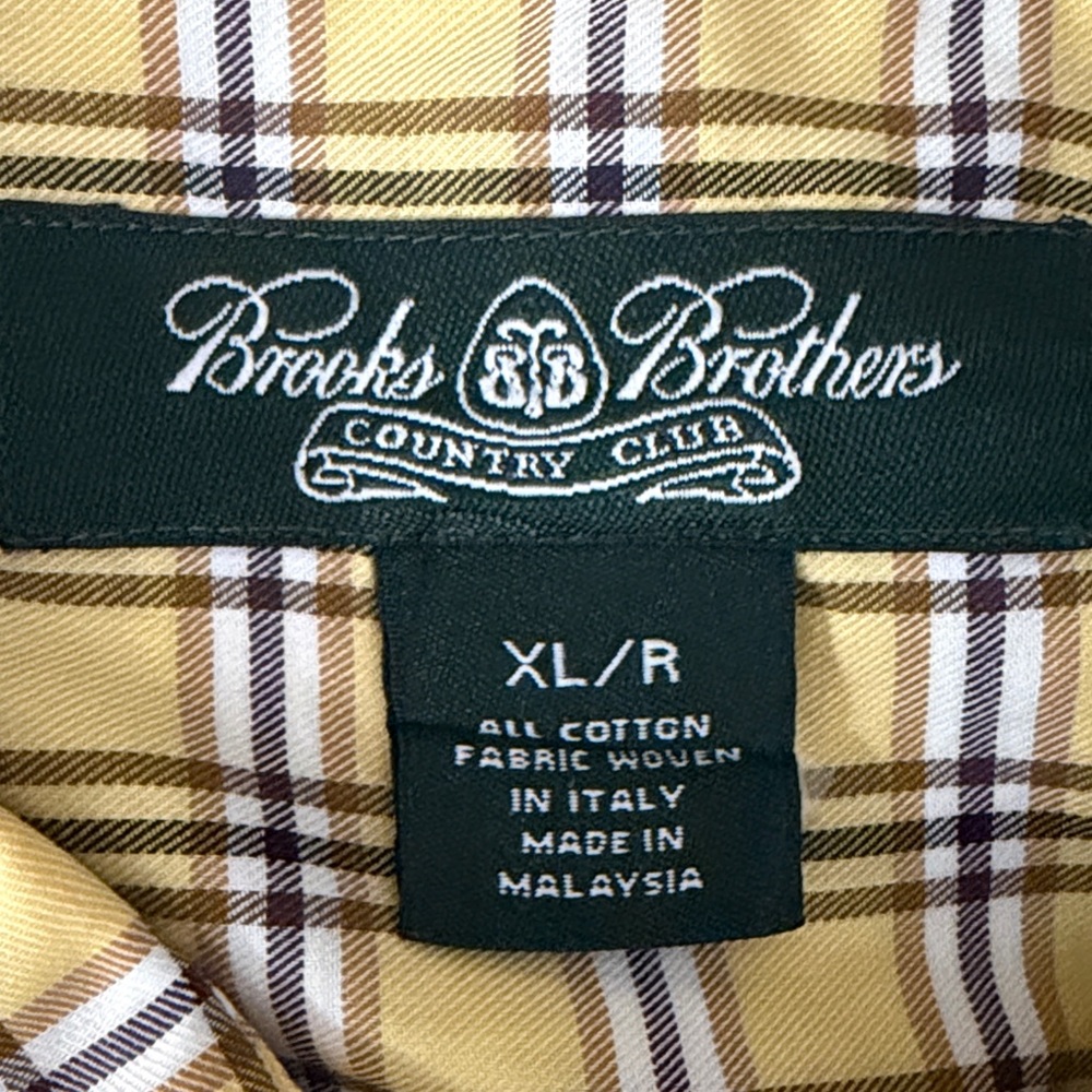Brooks Brothers XL Country Club Men's Yellow Plaid Button-Down Shirt Size $148 - Picture 3 of 9